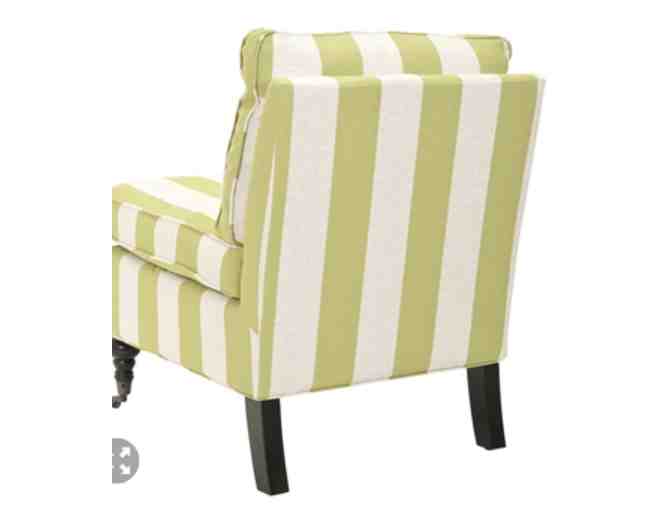 Striped Beige/Green Armless Club Chair