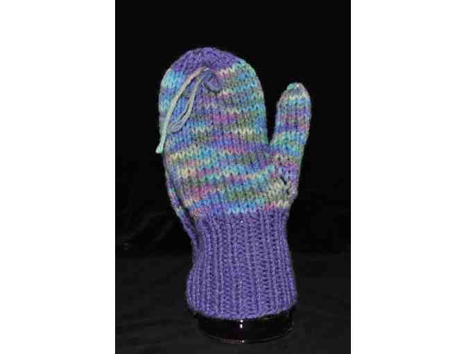 Children's Hand Knit Lilac Mittens For 6-7 Year Old
