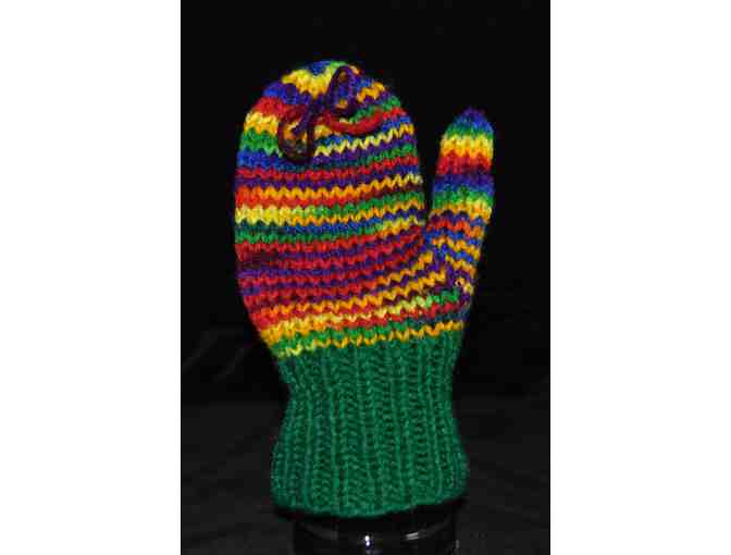 Children's Hand Knit Crayola Colors Mittens For 6-7 Year Old