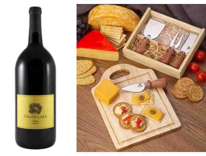 6-Piece Cheese Board Set Plus 1.5 Bottle of Wine