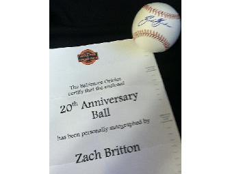 Orioles 20th Anniversary ball personally signed by Zach Britton