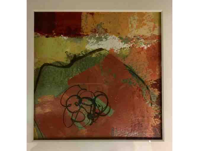 Untitled framed & matted abstract artwork