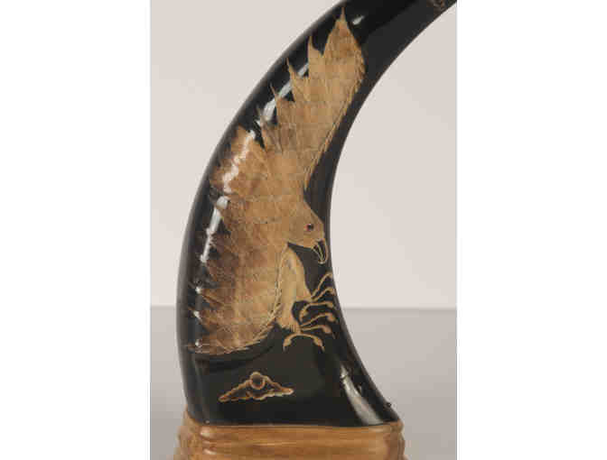 Horn Set with Eagle Carving