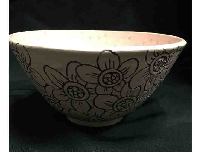 Pink Sgraffito Serving bowl by Roshanna Rothberg