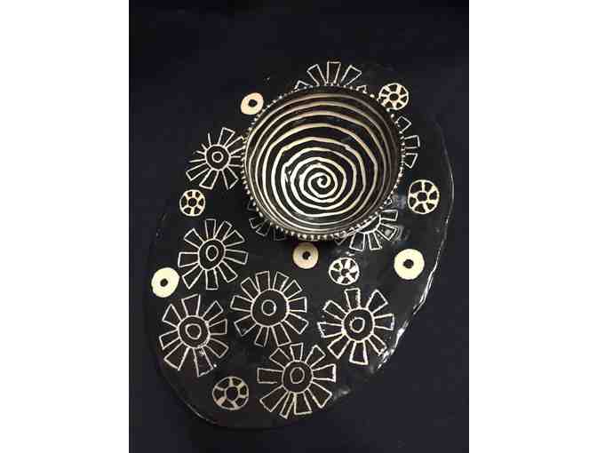 Black & White Platter and Accent Bowl by Roshanna Rothberg