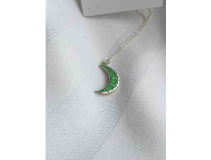 Crescent Moon Necklace: Green and Orange