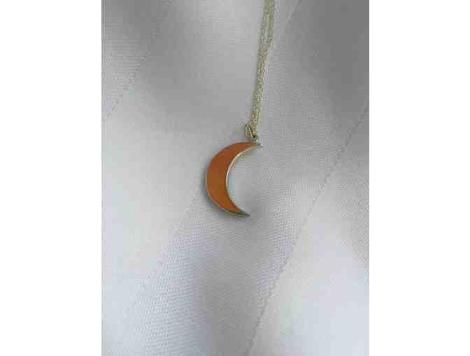 Crescent Moon Necklace: Green and Orange
