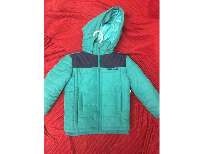 Guess: Boy's Blue Athletic Puffer Coat - Boys Size 5/6