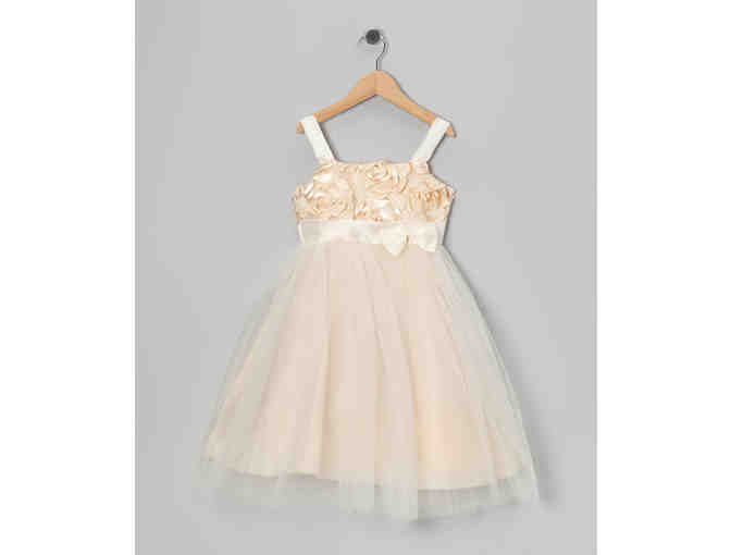 Champagne Flower Chiffon Dress: Girls Size 12