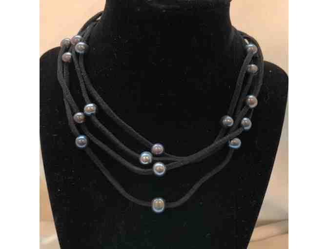 ALMBijoux: Black Suede & Tahitian Grey Pearl Combination Wrap Bracelet/Necklace