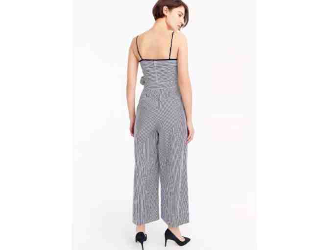 J.Crew: Navy Striped Cotton Jumpsuit with Tie Size 10