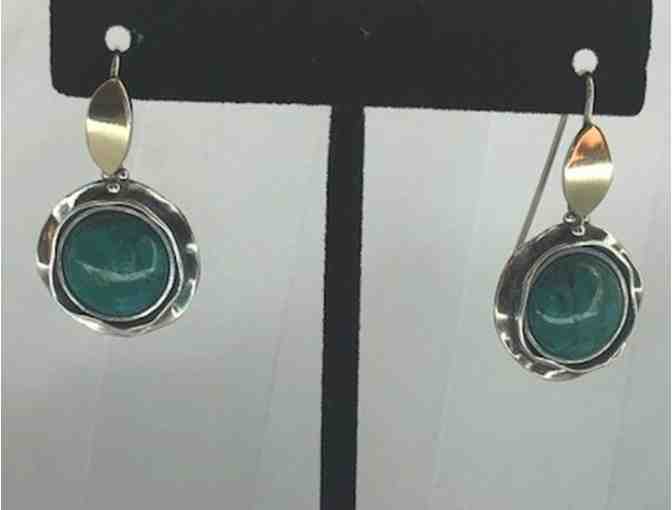 Shablool Eilat Stone and Sterling Silver with 14K Gold Earrings