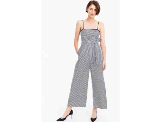 J.Crew: Navy Striped Cotton Jumpsuit with Tie Size 10 - Photo 2