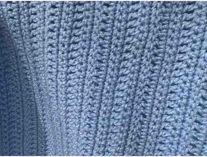 Blue Crochet Baby Blanket with Silver Fleck