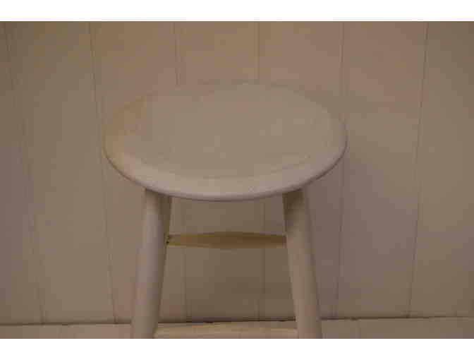 White wooden stool