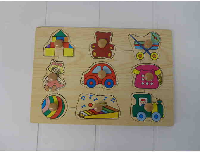 Assortment of wooden toddler puzzles
