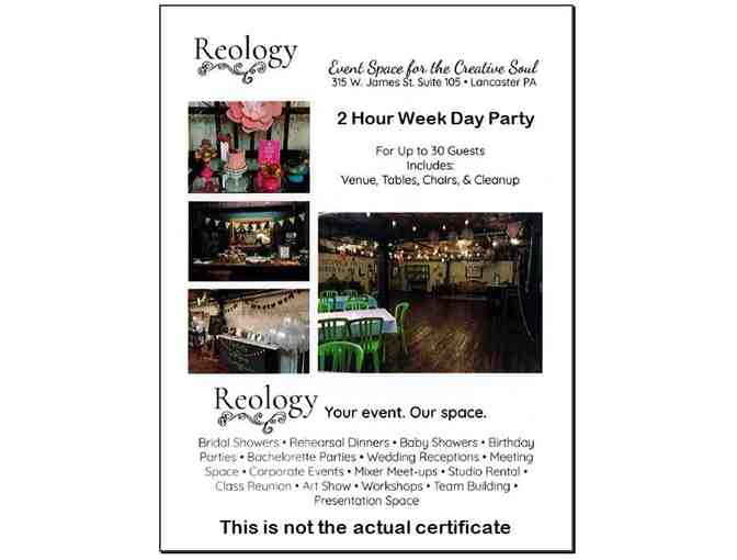 Reology - 2 hour week day party
