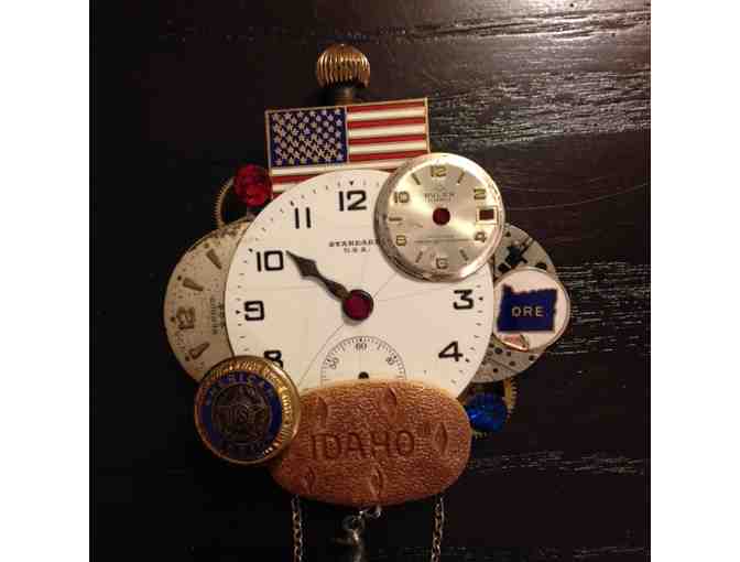 Americana Patriotic Pin! Whimsical Vintage Piece for all Seasons! One of a Kind!