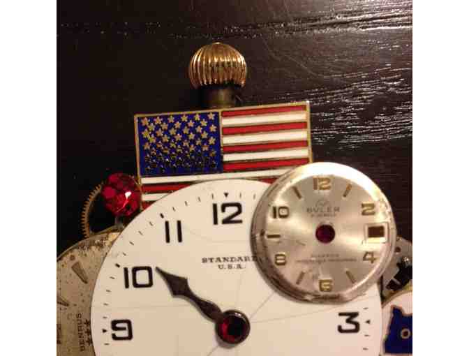 Americana Patriotic Pin! Whimsical Vintage Piece for all Seasons! One of a Kind!