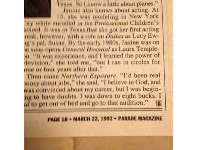 1992 Original James Brady Article with Janine Turner's Autograph - Collectible!!