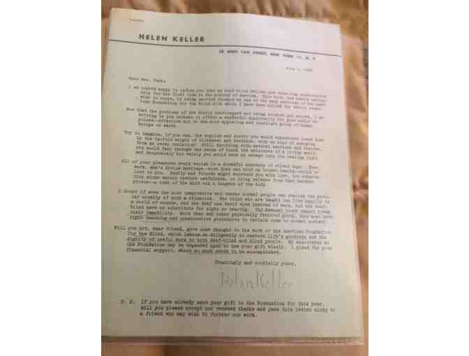 A Collection of Original Helen Keller Treasures: Signed letter, Interview and More!