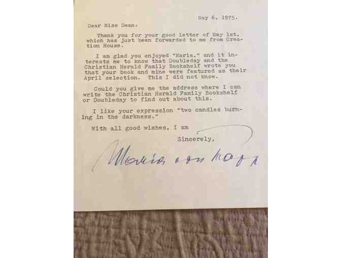 Letter and Envelope signed by 'Maria Von Trapp' from May 6, 1975