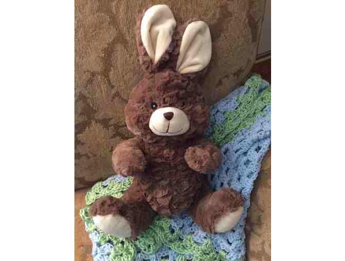 Hand Crocheted Blanket, Adorable Bunny and Four Autographed Books for Baby Boy!
