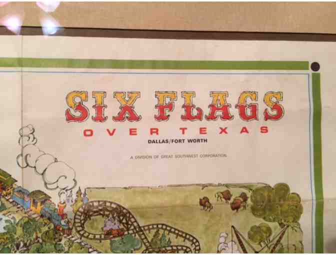 Conversation Piece! 1965 Custom Framed Original Print of Six Flags in  Texas!