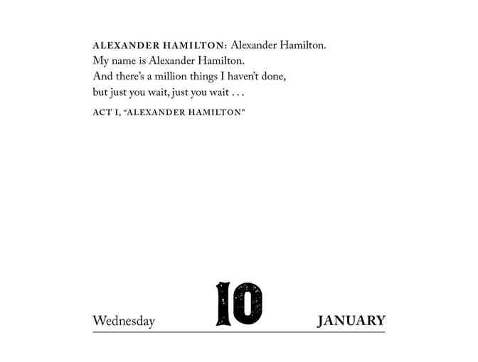 'Hamilton 2018 Day to Day Calendar!'  Great Holiday Gift that Lasts all Year!