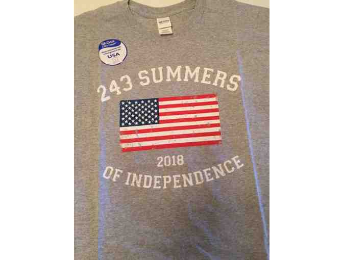 Gildan Ultra Cotton Grey T-Shirt: '243 Summers of Independence' 2018!   XL
