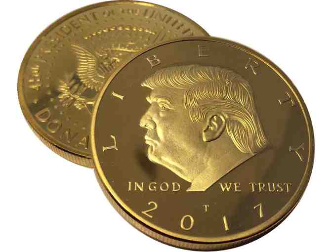 Donald Trump Gold Plated Collectable Coin, Certificate of Authenticity