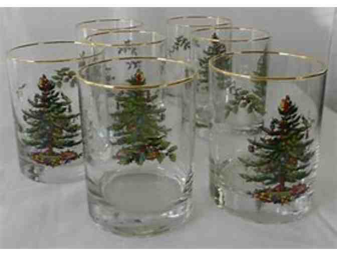 Set of 8 Spode Hand Painted 'Christmas Tree' Double Old Fashioned Glasses!
