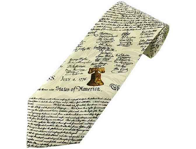 Beige Patriotic "Declaration of Independence" 100% Silk Necktie Tie! - Photo 1