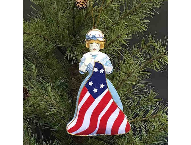 Heirloom Quality, Hand-Made Ornament of Betsy Ross and our American Flag