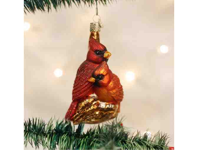 Pair of Cardinals Glass Blown Ornament for Christmas! Charming, Beautiful Detail!