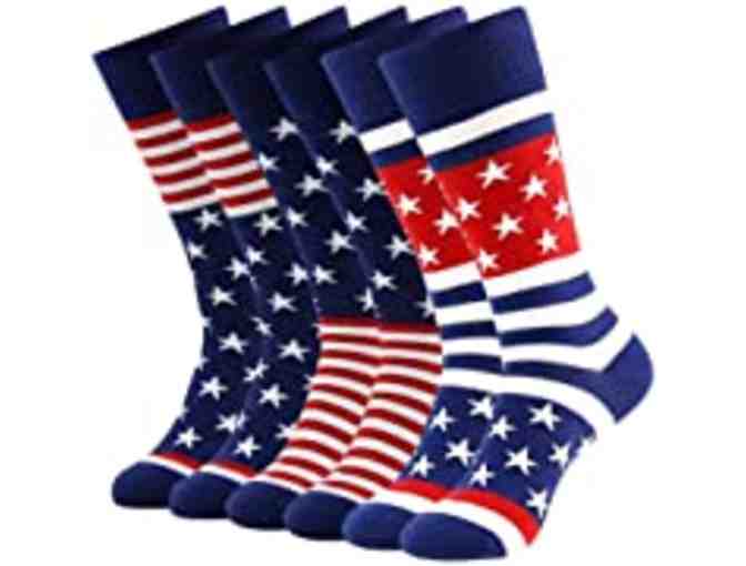 American Flag Dress Socks for Men, Bonangel Cotton Crew Socks! Three Pair!