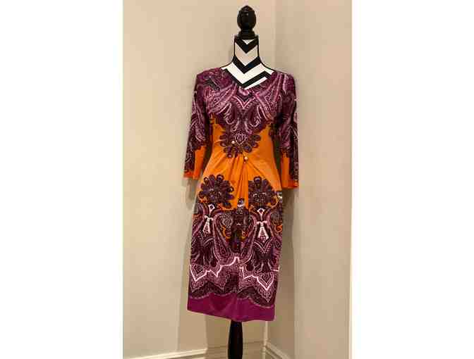 NEW! With Tag! Stunning Roberto Cavalli Pattern Dress with Gold Pin