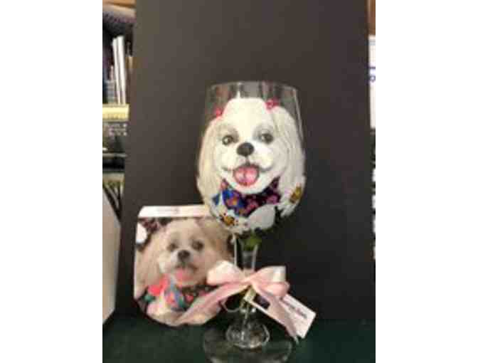 NEW! An Exquisite Handpainted Wine Glass Featuring Your Pet! By Sherry O'.!