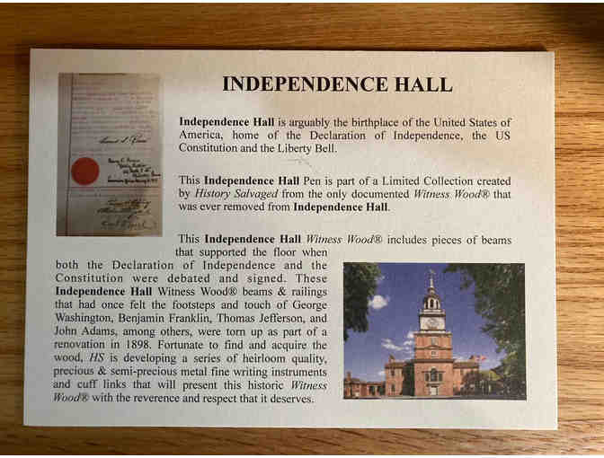 Handcrafted From Wood Actually From Independence Hall - HS Elegant II Fountain Pen