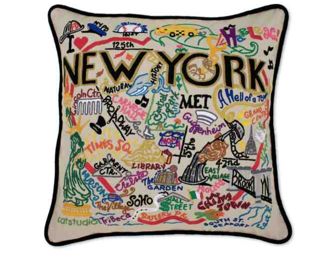 New York City Hand-Embroidered Pillow