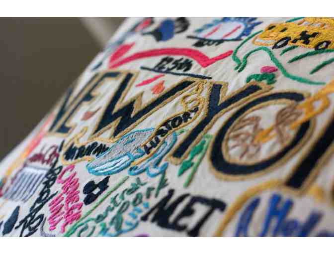 New York City Hand-Embroidered Pillow