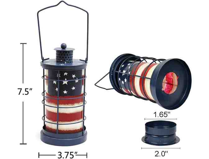 American Flag Hanging Lantern Decorative US Flag Metal Lantern