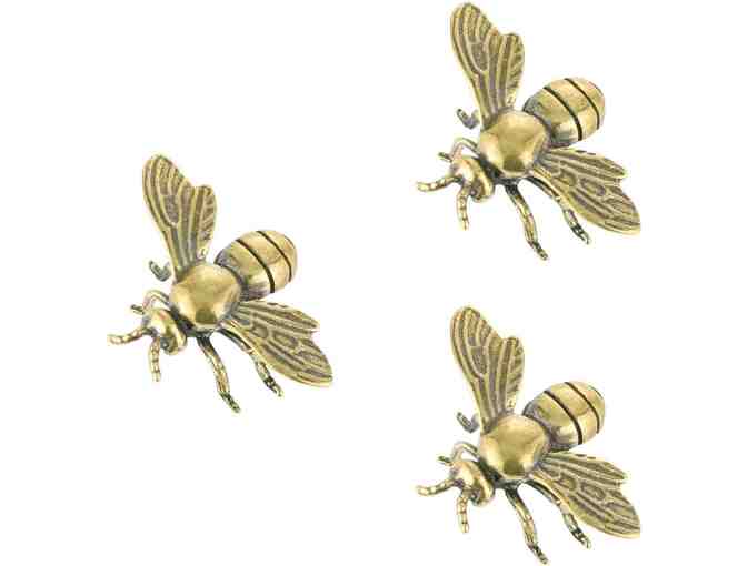 Vintage Tin Sign Honey Bee Knowledge and 3PCS Vintage Brass Bee Statues