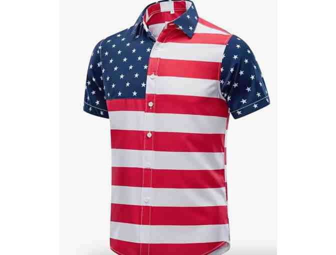 American Flag Button Down Shirt- Size Large - Photo 1