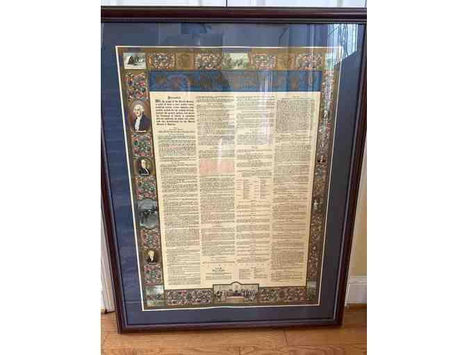 Beautiful Antique Framed U.S. Constitution Donated By Sandy Bourne - Photo 2