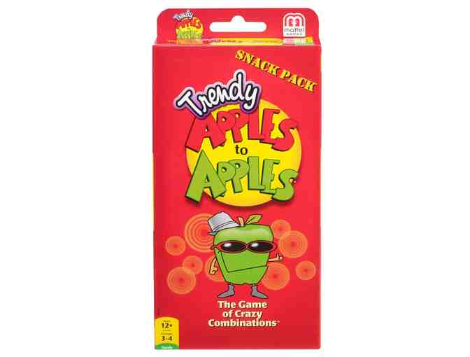 2 GAMES:  PASS THE POPCORN GAME & TRENDY APPLES TO APPLES SNACK PACK