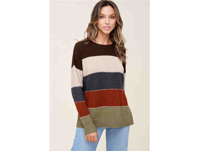 COLOR BLOCK - BROWN &amp; OLIVE SWEATER - Photo 1
