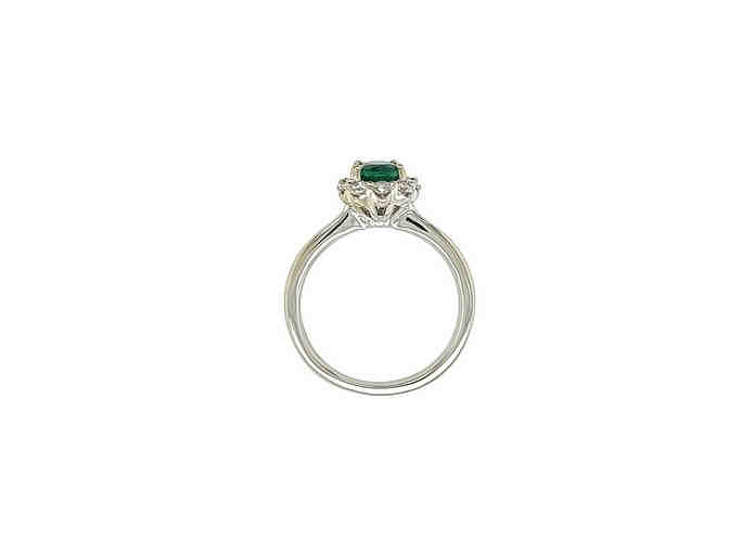 14KT WHITE GOLD HALO EMERALD RING