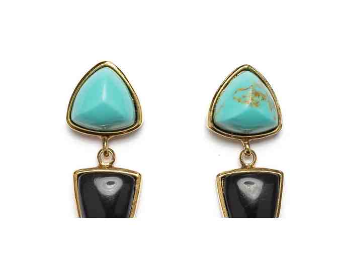 Lizzie Fortunato Graphic Shield Earrings in Aqua