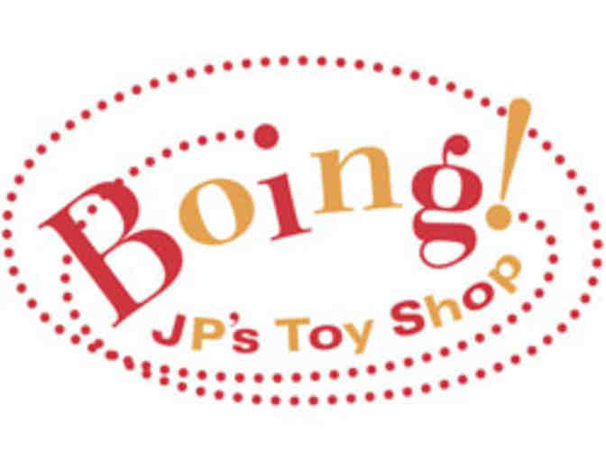 Boing Toy Store $25 Gift Card and plastic waterbottle